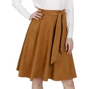 Suede Knee Length Skirt
